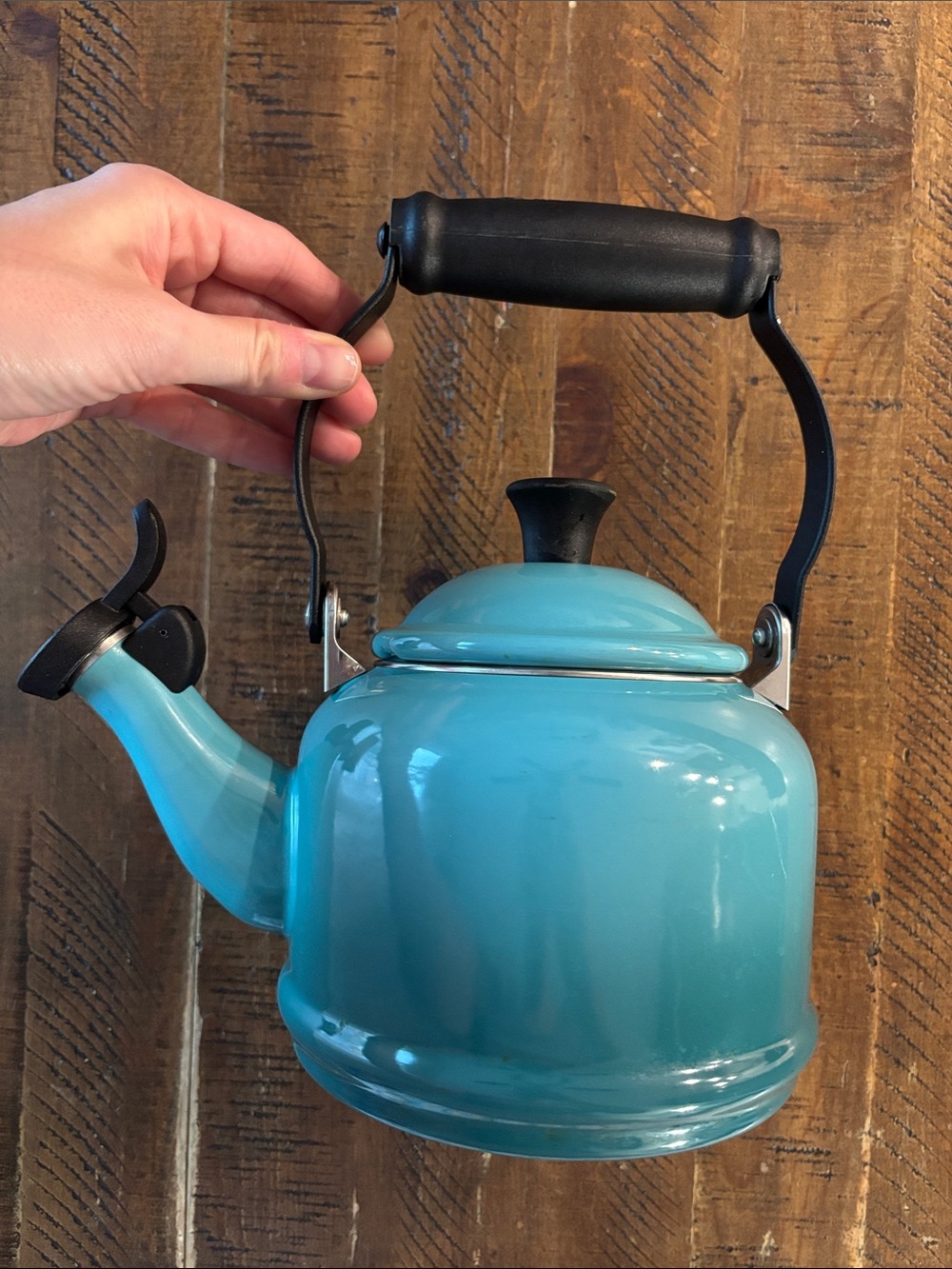Le Creuset Classic Demi Tea Whistling Kettle 1.1 L or 1.25 Qt Blue Ombre Color